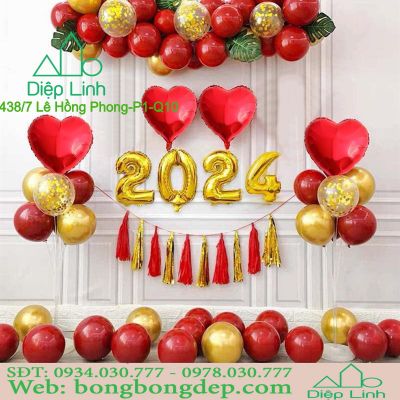 Sét bóng trang trí Happy new year năm mới Year15