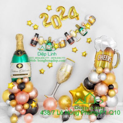 Sét bóng trang trí Happy new year năm mới Year22