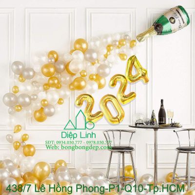 Sét bóng trang trí Happy new year năm mới Year23