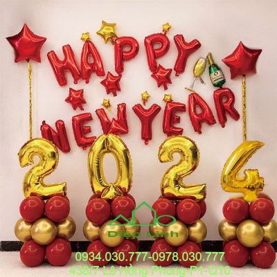 Sét Bóng Trang Trí Năm Mới Happy New Year Chúc Mừng Năm Mới YEAR3