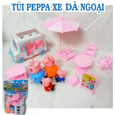 Túi đồ chơi mô hình peppa xe dã ngoại