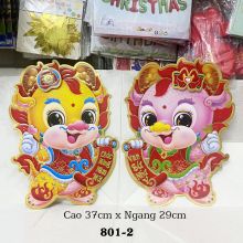 Combo 2 Hình Giấy Rồng Trang Trí Tết Năm Mới Decal Tết Năm Giáp Thình 2024 801-2