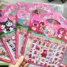 Hình Dán Sticker 3D In Nổi Cho Bé Trai Bé Gái Nhiều Hình Đa Dạng Elsa Gấu Dâu Kuromi Kitty Xe Tăng Khủng Long Peppa Labu