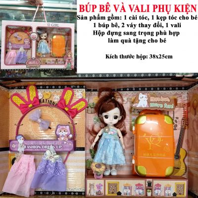 Hộp đồ chơi búp bê kèm phụ kiện vali trang phục riêng cho bé gái