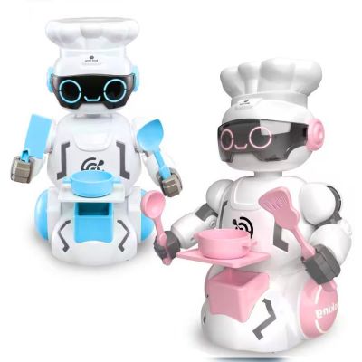 Đồ chơi robot đầu bếp di chuyển có đèn có nhạc cho bé trai bé gái