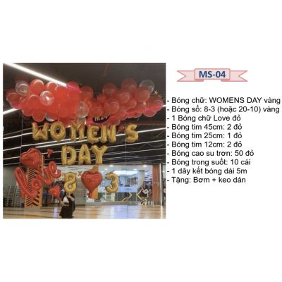 SET BÓNG trang trí valentine 14/2 , 8/3, 20/10, ngày kỉ niệm, ngày phụ nữ happy women&#39;s day, Happy Anniversary MS4