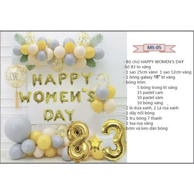 SET BÓNG trang trí valentine 14/2 , 8/3, 20/10, ngày kỉ niệm, ngày phụ nữ happy women&#39;s day, Happy Anniversary MS5