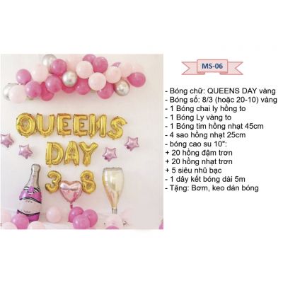 SET BÓNG trang trí valentine 14/2 , 8/3, 20/10, ngày kỉ niệm, ngày phụ nữ happy women&#39;s day, Happy Anniversary MS6