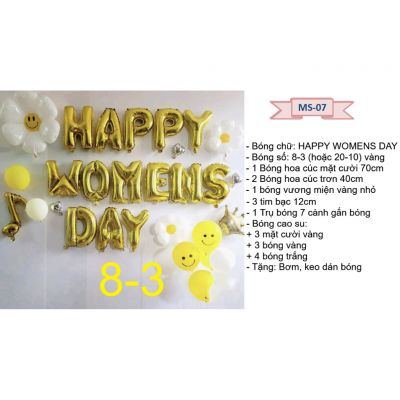 SET BÓNG trang trí valentine 14/2 , 8/3, 20/10, ngày kỉ niệm, ngày phụ nữ happy women&#39;s day, Happy Anniversary MS7