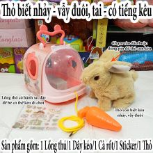 Bộ đồ chơi lồng thỏ nâu có tiếng biết đi - lồng thú cưng cho bé