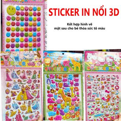 Đồ chơi hình dán Sticker hoạt hình in nổi 3D miếng dán sticker mẫu dọc cho bé trai bé gái size lớn nhiều mẫu