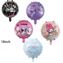 Bong Bóng Tròn 2D Nhôm Chủ Đề Hoạt Hình Kuromi Cinnamon Dog Sanrio KT Melody Trang Trí Tiệc Sinh Nhật Cho Bé