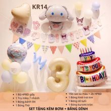 (TẶNG KÈM BƠM + KEO) Set bóng trang trí sinh nhật chủ đề Kuromi Melody đầy đủ phụ kiện như hình KRM014