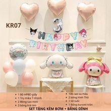 (TẶNG KÈM BƠM + KEO) Set bóng trang trí sinh nhật chủ đề Kuromi Melody đầy đủ phụ kiện như hình KRM07