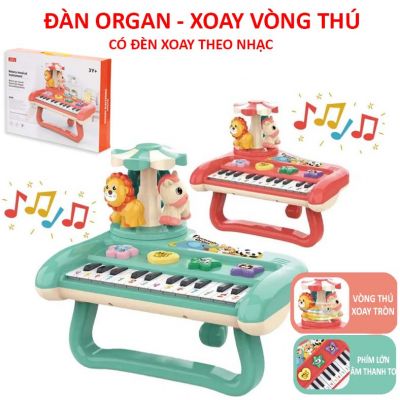 Đàn Piano Phát Nhạc - Đàn Organ Kết Hợp Vòng Xoay Thú Khi Đánh Đàn Có Đèn Led Quay 360 Sinh Động 