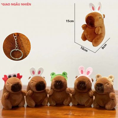 Móc khóa capybara, móc khóa gấu bông chuột lang nước thú nhồi bông phụ kiện trang trí cặp sách, balo, túi sách dễ thương