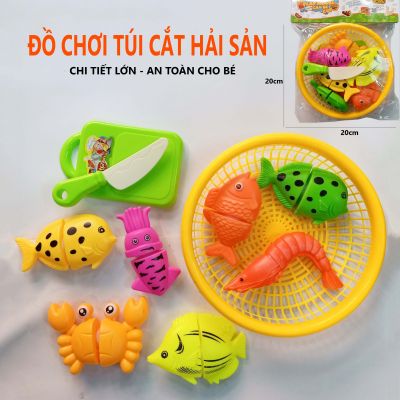 Túi đồ chơi cắt cua tôm cá Kèm rổ lớn thú vị cho bé thỏa sức vui chơi 545-1