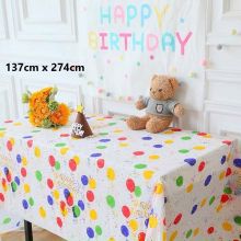 Khăn Trải Bàn Nhựa PLASTIC Hoa Văn Bong Bóng Happy Birthday 137x274CM