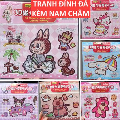 Bộ Tranh Đính Đá Thủ Công Mini Nhiều Mẫu Labubu Capybara Kuromi Melody Kitty Có Nam Châm Kèm Phụ Kiện