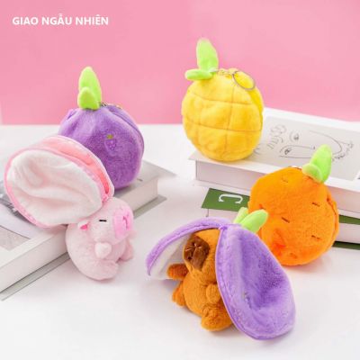 Móc Khóa Balo Đồ Chơi Capybara Trái Cây 2in1 Chuột Lang Nước Cà Rốt Dâu Tây Dứa Mềm Mịn Đáng Yêu