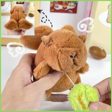 Gấu bông Capybara nâu chuột lang nước, Đồ chơi Móc khóa capybara nâu vẫy cánh lông mịn