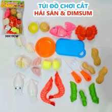 Túi đồ chơi cắt dán mô hình thức ăn hải sản dimsum 28 chi tiết lớn cho bé