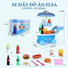 (BẢO HÀNH 6 THÁNG) Xe Đẩy Đồ Chơi Đồ Ăn Frozen KÈM PIN PHÁT NHẠC