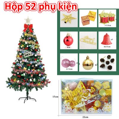 Set 52 phụ kiện trang trí, nơ, trái châu loại đẹp Cao Cấp trang trí Noel giáng sinh, phụ kiện trang trí cây thông