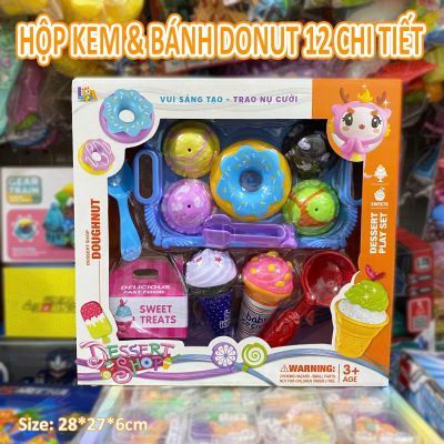 Hộp đồ chơi Bánh Donut Kem nấu ăn bằng nhựa LA6868K-9 Đồ chơi nhà bếp cho bé gái