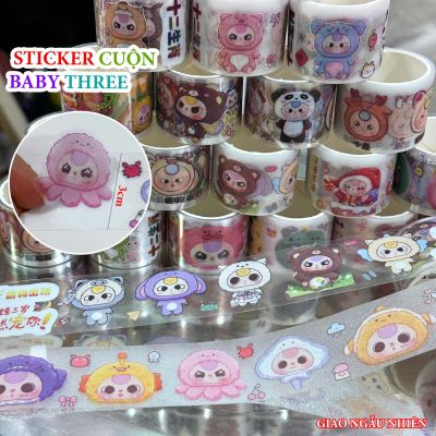 Cuộn sticker dán trang trí hình baby three nhiều biểu cảm siêu độc đáo