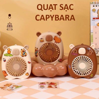 Quạt Mini Cầm Tay Capybara Dễ Thương - Quạt Cầm Tay Đeo Cổ Nhỏ Gọn Tiện Lợi Bỏ Túi Mang Đi