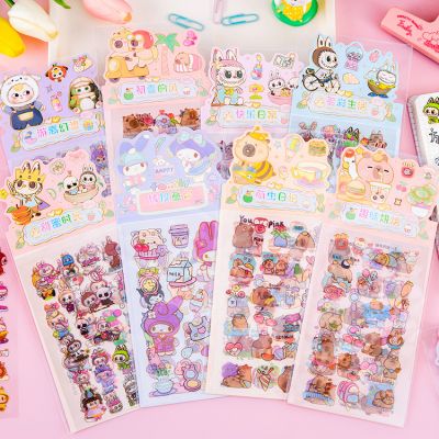 Set 3 hình dán sticker BaBy Three Labubu Capybara Kuromi nhiều mẫu Hình dán đồ chơi cho bé