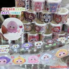 Cuộn sticker dán trang trí hình baby three nhiều biểu cảm siêu độc đáo