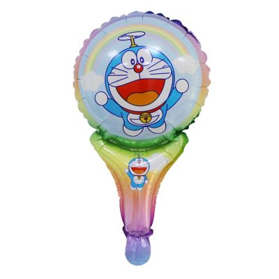 Bong bóng kiếng tráng nhôm trang trí que doremon cầm tay