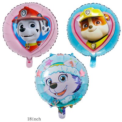 Bong Bóng Tròn 2D Nhôm Chủ Đề Hoạt Hình Biệt Đội Chó Cứu Hộ Marshall, Rubble, Everest Trang Trí Tiệc Sinh Nhật Cho Bé