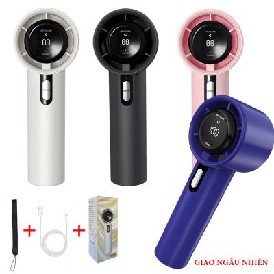 Quạt mini cầm tay 3000mAh di động có thể sạc gió mạnh 100 tốc độ turbo phản lực màn hình hiển thị pin tặng dây đeo