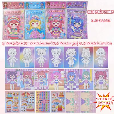 Sổ Hình Dán Sticker Bộ Đồ Hoạt Hình Công Chúa Thời Trang Sáng Tạo Cho Bé Gái Dễ Thương