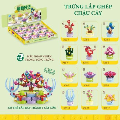Trứng Đồ Chơi Lắp Ghép Các Loài Hoa Bộ Xếp Hình Chậu Hoa Vĩnh Cửu Lắp Ráp Mô Hình Cây Để Bàn