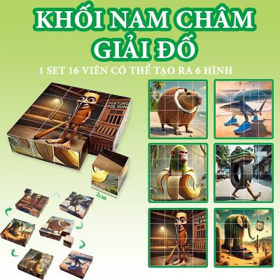 Đồ Chơi Khối Nam Châm 16 Viên Lắp Ráp 6 Hình Tung Tung Tung Sahur Mẫu Mới Hot