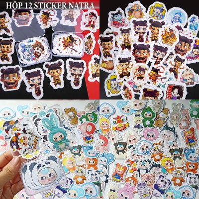 Hộp 12 sticker Baby Three Thỏ Thị Trấn Nommi Tem dám Natra Decal Đồ chơi hình dán