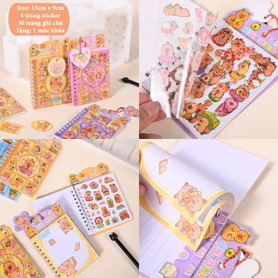 Sổ Hình Dán Capybara Kèm Sổ Ghi Chú 2in1 Sổ Charm Nước Hottrend