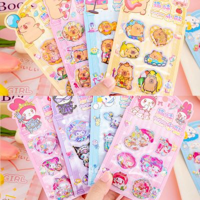 Sticker Hình Dán 3D Nước Kim Tuyến CAPYBARA Kuromi Labubu Lấp Lánh Cute Decor Trang Trí Sổ Tay
