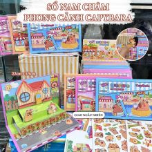 Đồ Chơi Sách Dán Nam Châm Từ tính Capybara phong cảnh Size to - Sổ sticker từ tính Hoạt Hình
