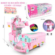 Đồ chơi xe bus biến hình robot siêu nhân cho bé có đèn có nhạc cảm ứng né vật cản