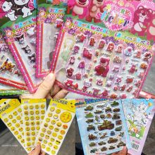 Hình Dán Sticker 3D In Nổi Cho Bé Trai Bé Gái Nhiều Hình Đa Dạng Elsa Gấu Dâu Kuromi Kitty Xe Tăng Khủng Long Peppa Labu