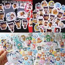 Hộp 12 sticker Baby Three Thỏ Thị Trấn Nommi Tem dám Natra Decal Đồ chơi hình dán