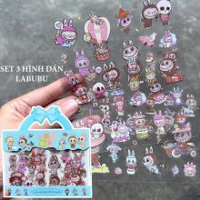 Set 3 tấm hình dán Labubu Sticker Cho Bé