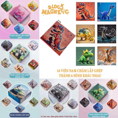 Đồ Chơi Rubik Nam Châm Tung Tung Sahur Công Chúa, Khủng Long Trò Chơi Xếp Hình Thông Minh Cho Bé
