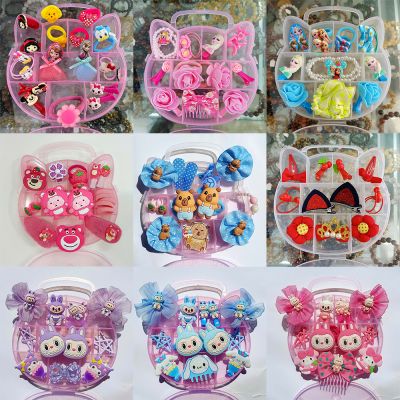 Hộp Kẹp Tóc Chun Buộc Tóc Noel Động Vật Công Chúa Gấu Dâu Labubu Capybara Cho Bé