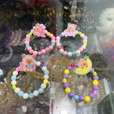 Vòng Tay Capybara Co Giãn Đính Hạt Pha Lê Thời Trang Bé Phụ Kiện Trang Sức Lấp Lánh Quà Tặng Cho Bé Gái